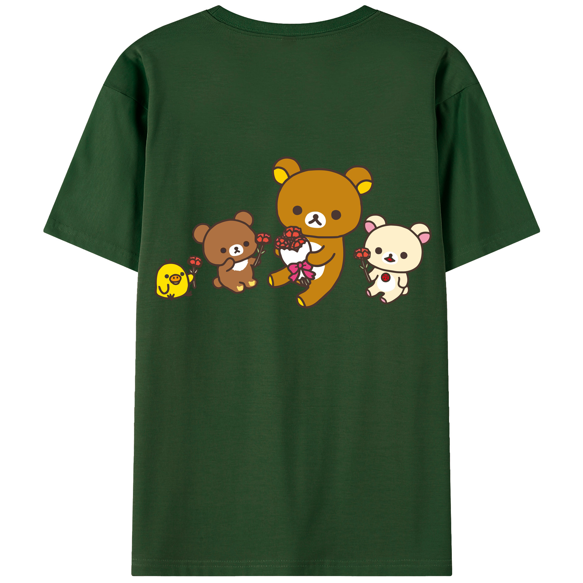 （画像用） リラックマ リラックマ キイロイトリ Rilakkuma Korilakkuma Kiiroitori 綿100％半袖Tシャツ（背面プリント）